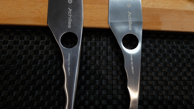 Achilles Knife - Placing A Legend In Your Hands 29 Final version (left), first prototype (right)