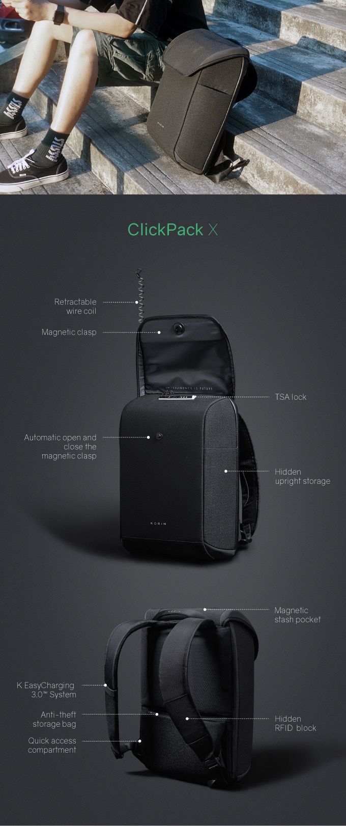 ClickPack X - Minimalist, Functional & Anti-theft | Indiegogo