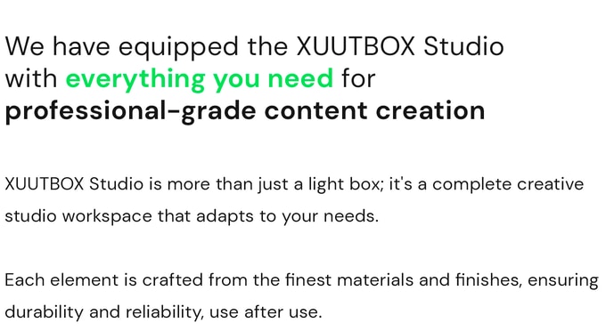 Lightbox equipped with everything you need for professional content creation, photography and videography